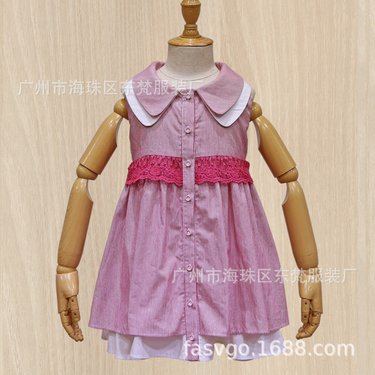 工厂开发童装新款订货 娃娃领女童衬衫式连衣裙 200件起订