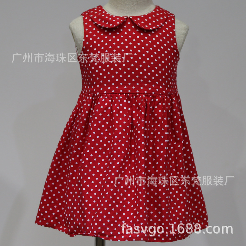 工厂开发新款童装 波点印花纯棉女童公主连衣裙 200件起订